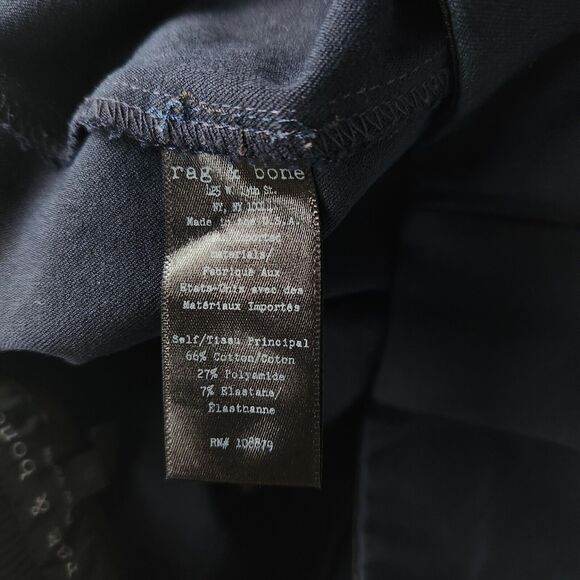 Rag & Bone Simone Ankle Crop Pants Size 6 Navy High-Rise Slim Stretch Trousers - Picture 8 of 9